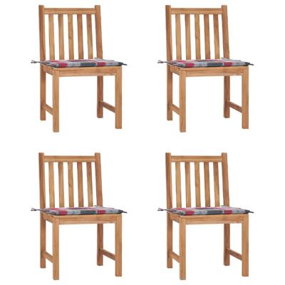 Tuinstoelen 4 st met kussens massief teakhout