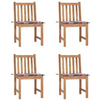 Tuinstoelen 4 st met kussens massief teakhout