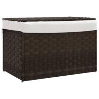 vidaXL Wasmand met deksel 55,5x35x34 cm poly rattan donkerbruin