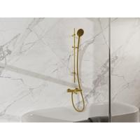 Fortifura Calvi Badkraan - met glijstangset - ronde handdouche - metalen doucheslang - geborsteld messing PVD (Goud) SW767490/SW799449/SW706206/SW720226