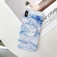 Marmer anti-drop TPU bescherming achtercover voor iPhone XS Max met opvouwbare houder (Z5)