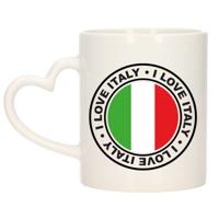 Cadeau koffiemok Italie - vlag - I love - 300 ml - keramiek - landen thema - support