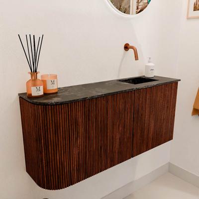 Toiletmeubel Mondiaz Joya Dlux | 91.6 cm | Meubelkleur Ruby | Faye wastafel Lava Wasbak Rechts | Zonder kraangat(en)