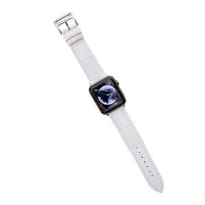 Bandje geschikt voor Apple Watch 38/40MM - Maat L - Horlogebandje - Gespsluiting - Polsband - Kunstleer - Wit
