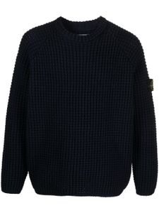 Stone Island pull en maille gaufrée à patch logo Compass - Bleu