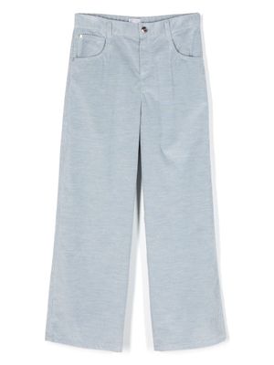Brunello Cucinelli Kids pantalon en velours côtelé - Bleu