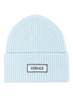 Versace bonnet nervuré à patch logo - Bleu