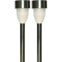 2x Buiten/tuin LED RVS stekers Nova solar verlichting 26 cm