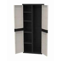 TITANIUM PLASTIKEN Kledingkast met 2 deuren en planken L70 x B44 x H176 cm Beige en zwart assortiment TITANIUM Binnen / buiten