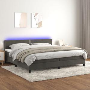 Boxspring met matras en LED fluweel donkergrijs 200x200 cm SKU: V3134364