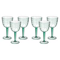 Wijnglas Gloria - 6x - transparant groen - onbreekbaar kunststof - 450 ml