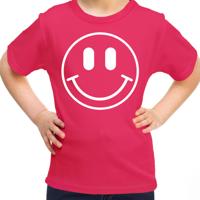 Verkleed T-shirt voor meisjes - Smile Emoticon - roze - carnaval - feestkleding voor kinderen