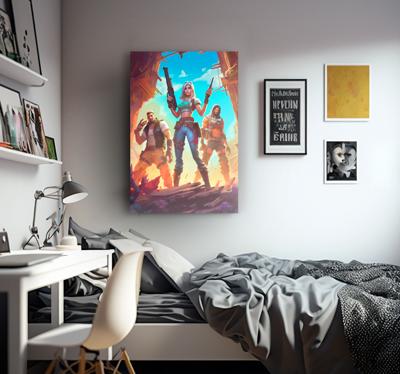 Krijgers in verlaten plaats videogame canvas