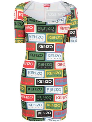 Kenzo robe courte à logo imprimé - Vert