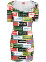 Kenzo robe courte à logo imprimé - Vert