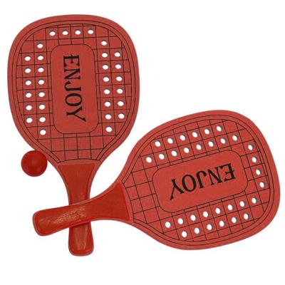 Houten beachball set - rood - Strand balletjes - Rackets/batjes en bal - Tennis ballenspel