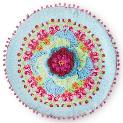 Happiness sierkussen rond Happiness 55 cm polyester aqua Happiness sierkussen rond Happiness 55 cm polyester aqua