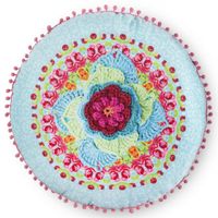 Happiness sierkussen rond Happiness 55 cm polyester aqua - thumbnail