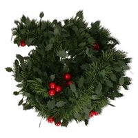 Kerstslinger - groen - met hulst en besjes - 270 x 7,5 cm - kerstversiering slingers