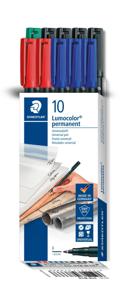 Staedtler Foliestift Lumocolor® permanent pen 318 318 B10 Blauw, Groen, Rood, Zwart