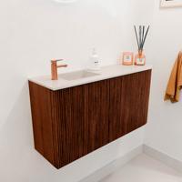Toiletmeubel Mondiaz Joya Dlux | 81.6 cm | Meubelkleur Ruby | Faye wastafel Meli Wasbak Links | 1 kraangat