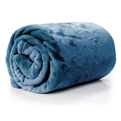 Unique Living Plaid - fleece deken - denim blauw - polyester - 130 x 180 cm