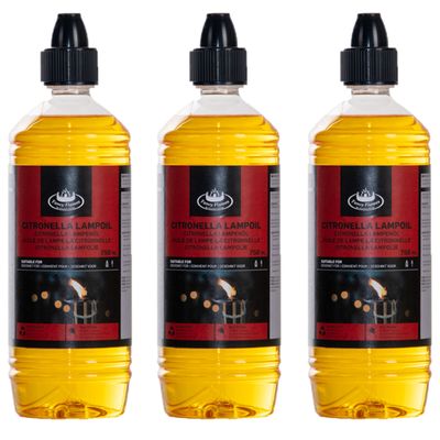 Bio citronella lampenolie/fakkelolie - 3x - 750 ml - citrusgeur
