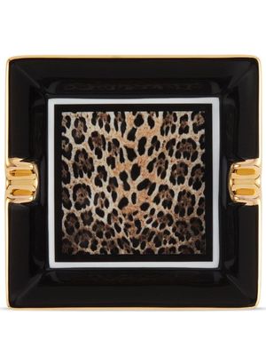 Dolce & Gabbana cendrier en porcelaine à imprimé léopard - Noir