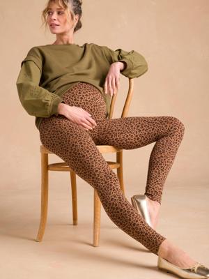 Zwangerschapslegging met luipaardprint beige