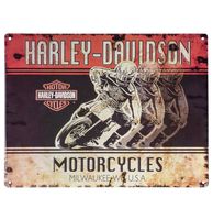 Harley-Davidson Racers Tinnen Bord Met Reliëf - 30 x 40 cm - thumbnail