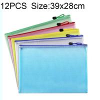 12 stuks rits netwave briefpapier tas willekeurige kleur levering (B4 grootte: 39x28cm)