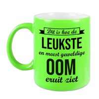Leukste en meest geweldige oom cadeau mok / beker neon groen 330 ml - feest mokken - thumbnail