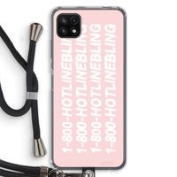 Hotline bling pink: Samsung Galaxy A22 5G Transparant Hoesje met koord