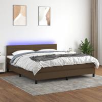 Boxspring met matras en LED stof donkerbruin 160x200 cm