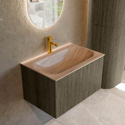 Badmeubel Mondiaz Kurve-Dlux | 70 cm | Meubelkleur Shadow | Wastafelkleur Saba | Solid surface | Wasbak midden spoelbak | 1 kraangat