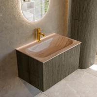 Badmeubel Mondiaz Kurve-Dlux | 70 cm | Meubelkleur Shadow | Wastafelkleur Saba | Solid surface | Wasbak midden spoelbak | 1 kraangat