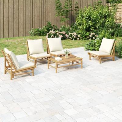 5-delige Loungeset met kussens bamboe crèmewit