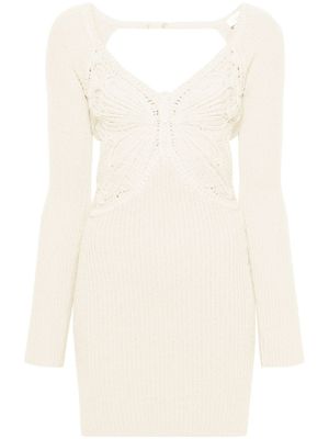 Blumarine robe nervurée à papillons brodés - Tons neutres