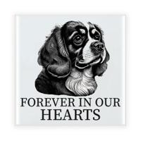 Herdenkings cadeau tegel - hondenliefhebber - Cavalier King Charles Spaniel hond - zwart/wit - 15 cm