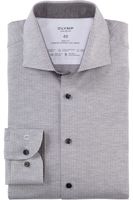 OLYMP Level Five 24/Seven Dynamic Flex Body Fit Jersey shirt grijs/wit, Motief