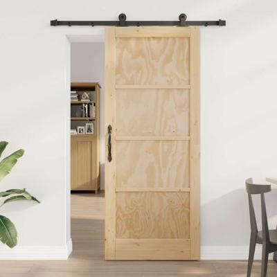 Schuifdeur met Hardware Set 'ORKDAL'Massief Verweerd Grenen