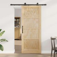Schuifdeur met Hardware Set 'ORKDAL'Massief Verweerd Grenen