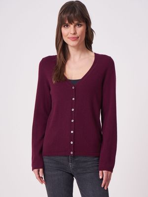 Basic fijngebreid vest met V-hals van biologisch cashmere