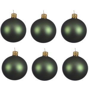 Decoris Kerstballen set - 6x stuks - donker groen - glas - 6 cm - mat - kerstversiering   -