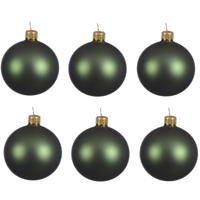 Decoris Kerstballen set - 6x stuks - donker groen - glas - 6 cm - mat - kerstversiering   - - thumbnail