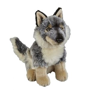 Pluche grijze wolf/wolven knuffel 28 cm speelgoed   -