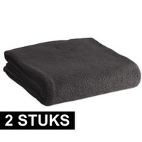 2x Fleece dekens/plaids zwart 120 x 150 cm