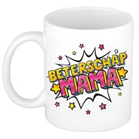 Beterschap mama cadeau mok / beker wit met sterren 300 ml