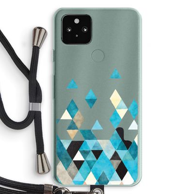 Gekleurde driehoekjes blauw: Pixel 5a 5G Transparant Hoesje met koord