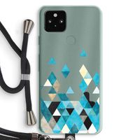 Gekleurde driehoekjes blauw: Pixel 5a 5G Transparant Hoesje met koord